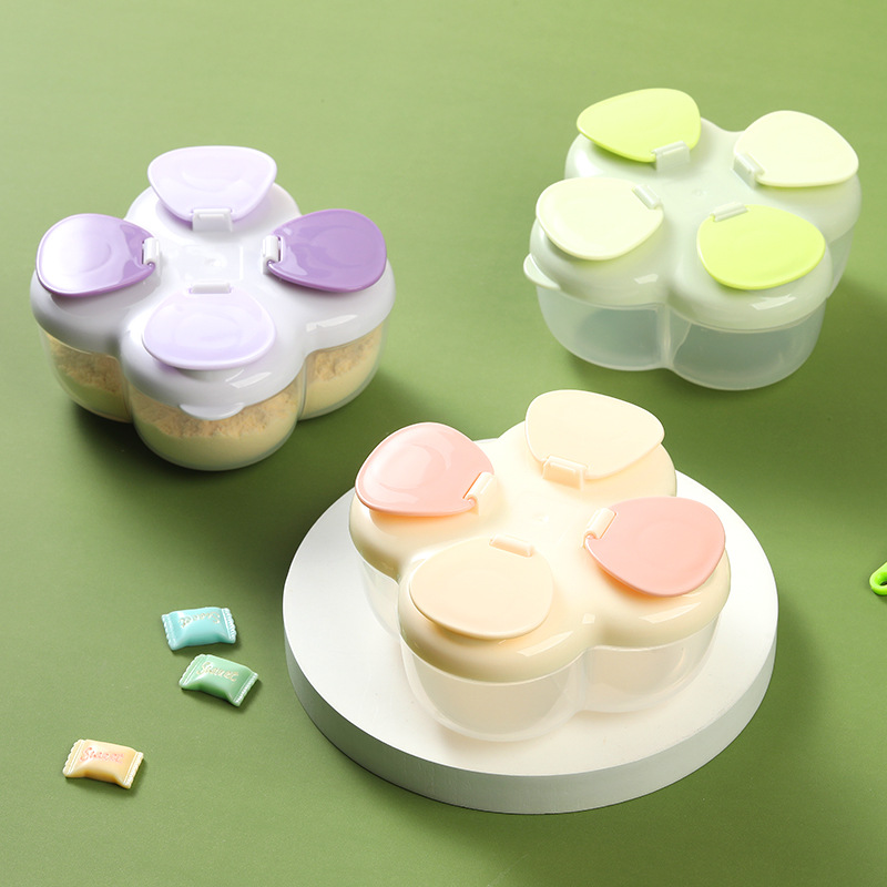 Baby Products Distributor - Tragbarer Clover 4-Fach Milchpulverbehälter, Einhand-Deckel Luftdicht