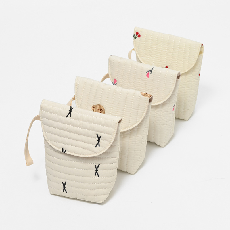 Diaper Bag Backpack - Bestickte Baumwoll-Wickeltasche Waschbare Mami-Tasche Flaschen-Nippel-Windel-Aufbewahrungsbeutel Kinderwagen-Hängetasche